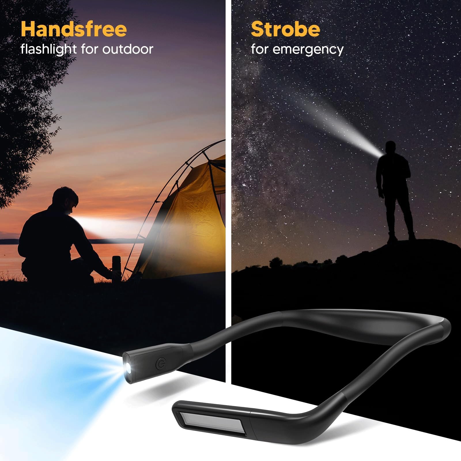 Lampka nocna LED do czytania, ładowanie USB, wisząca lampka do czytania, 3 kolory, może zginać ramiona, nadaje się do nauki, nocnego biegania, chodzenia, robienia na drutach, kempingu