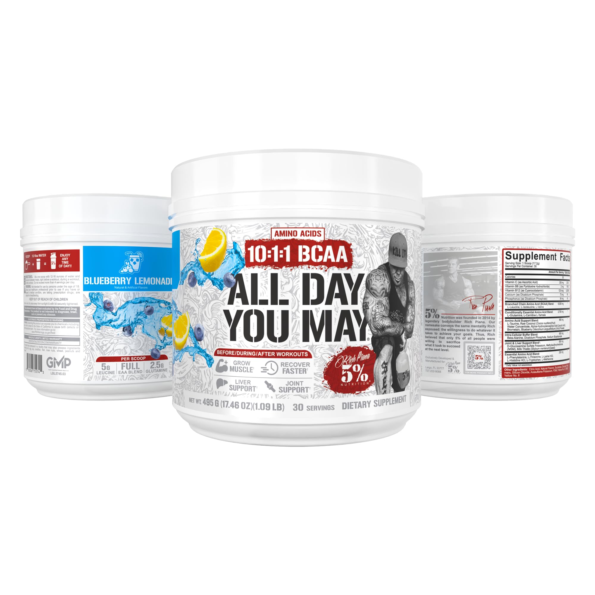 5% Nutrition AllDayYouMay BCAA Powder and EAAs (Blueberry Lemonade) — Amazon image 6