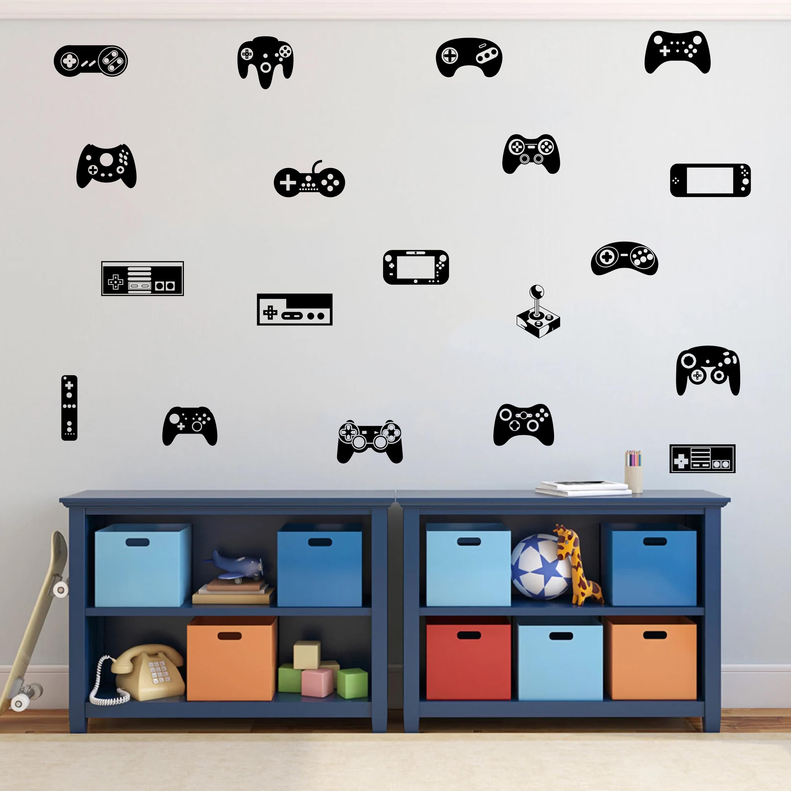 ZzMY Game Controller Wall Decals for Kids Room - Game Art Stickers, Vinyl Decor for Boys Bedroom Gaming Room Y97 (Black)