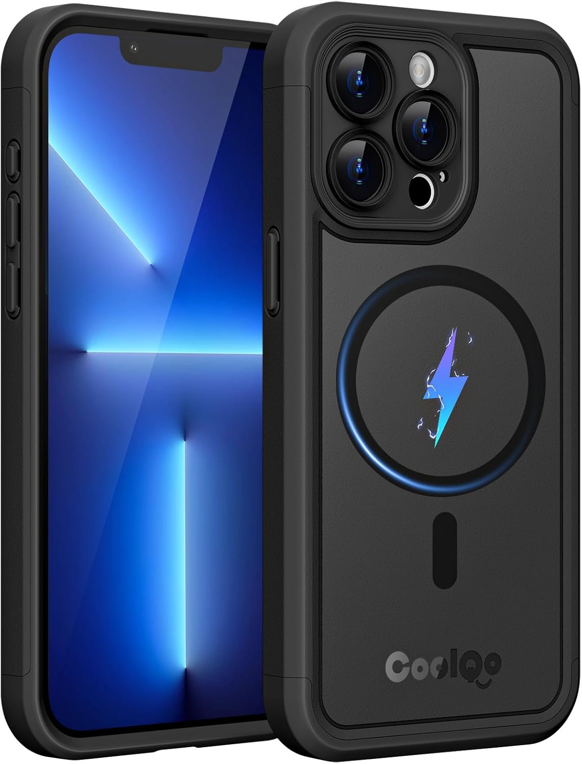COOLQO Magnetic for iPhone 13 Pro Case, Dual Layer Matte Scratch-Resistant, Black