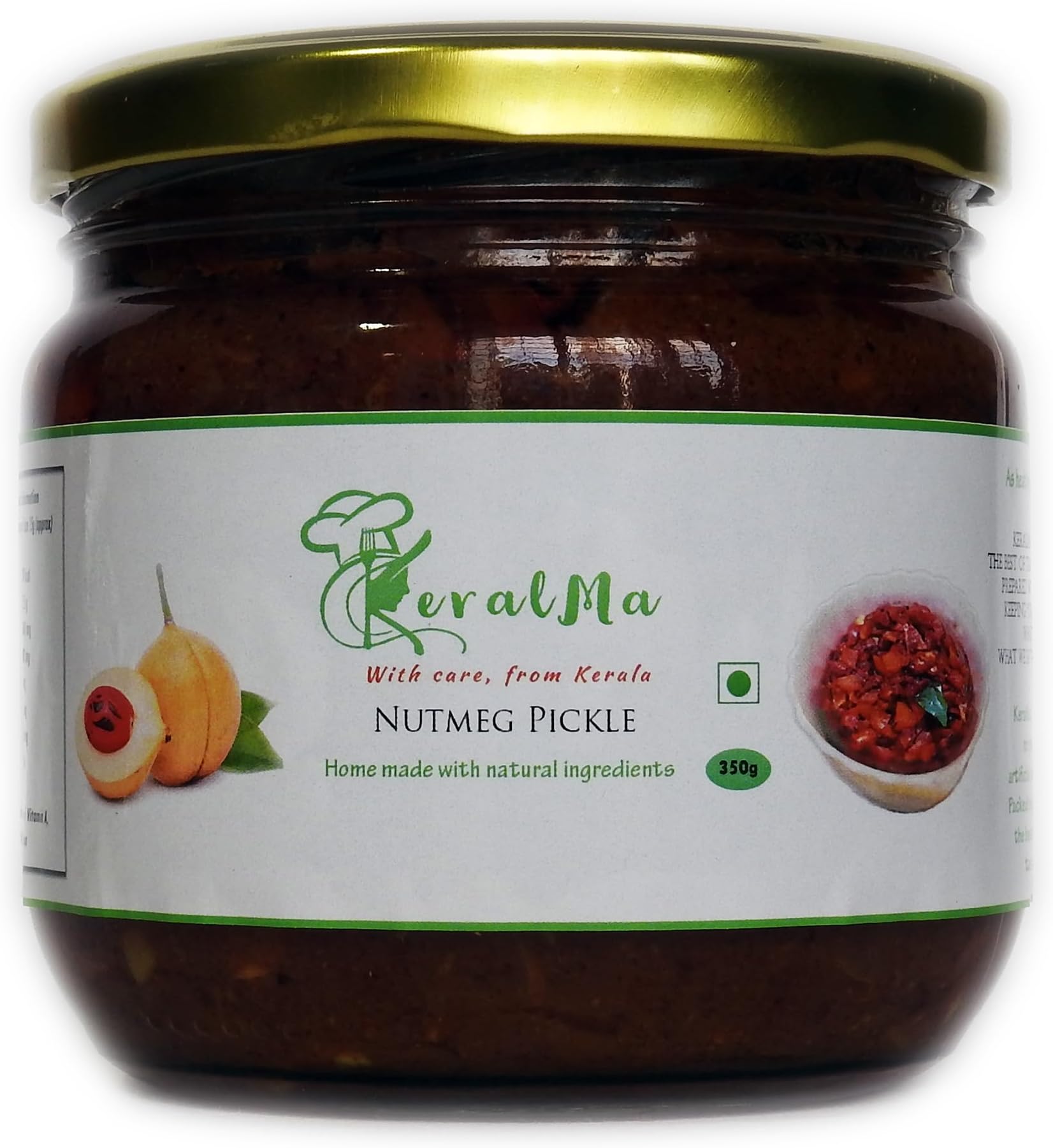 KeralMa Homemade Nutmeg Pickle | 350g | Authentic Kerala Pickle | Spicy South Indian Pickle | Jaiphal Achaar | Jathikai Achaar | Tasty pickle | Natural, no artificial flavours | No preservatives