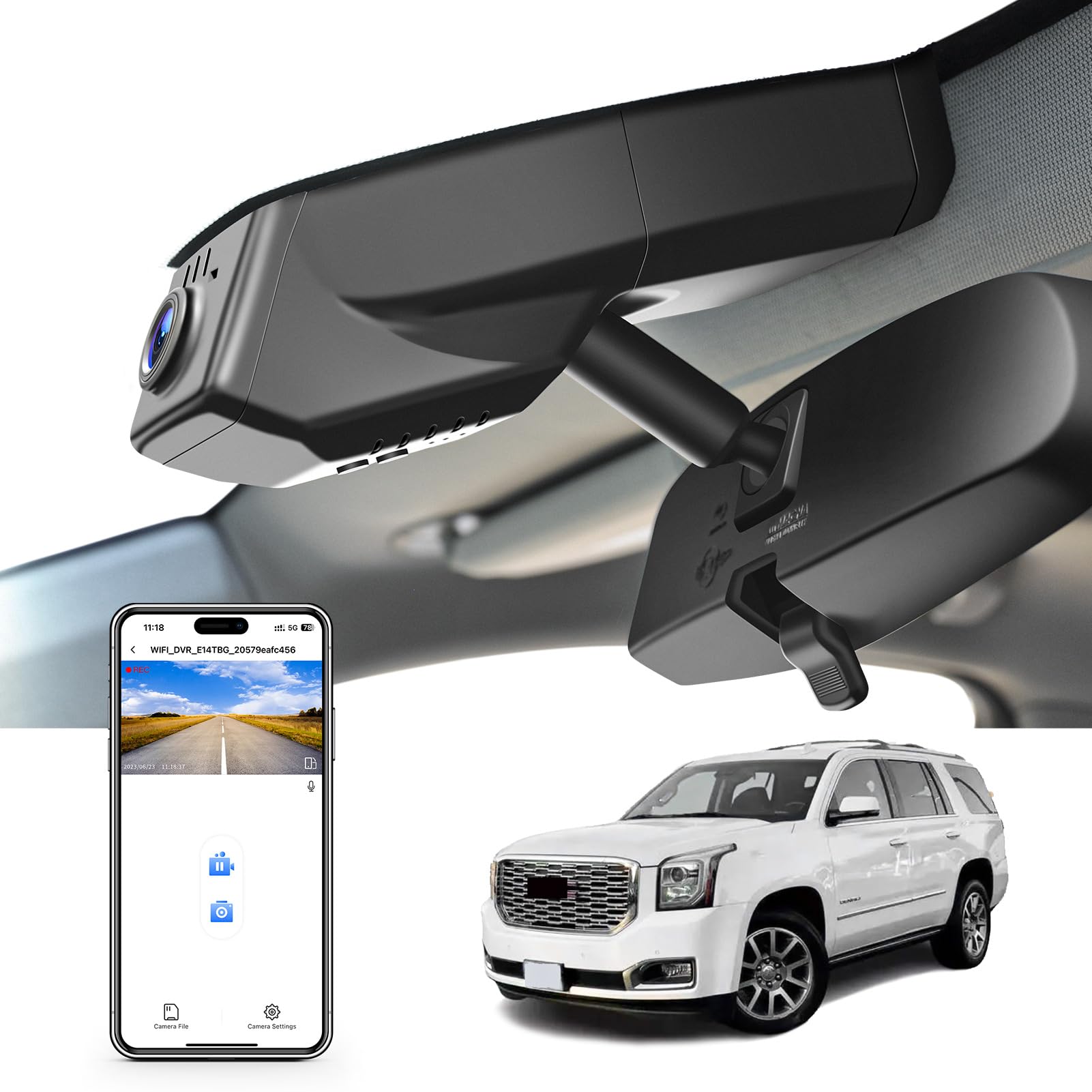 Mangoal 4K Dash Cam Custom Fit for GMC Yukon, Yukon XL 2015 2016 2017 2018 2019 2020 (Model C), Denali SLE SLT, Built-in OEM Look, 2160P UHD Video, WiFi and App, Easy to Install,-image-7