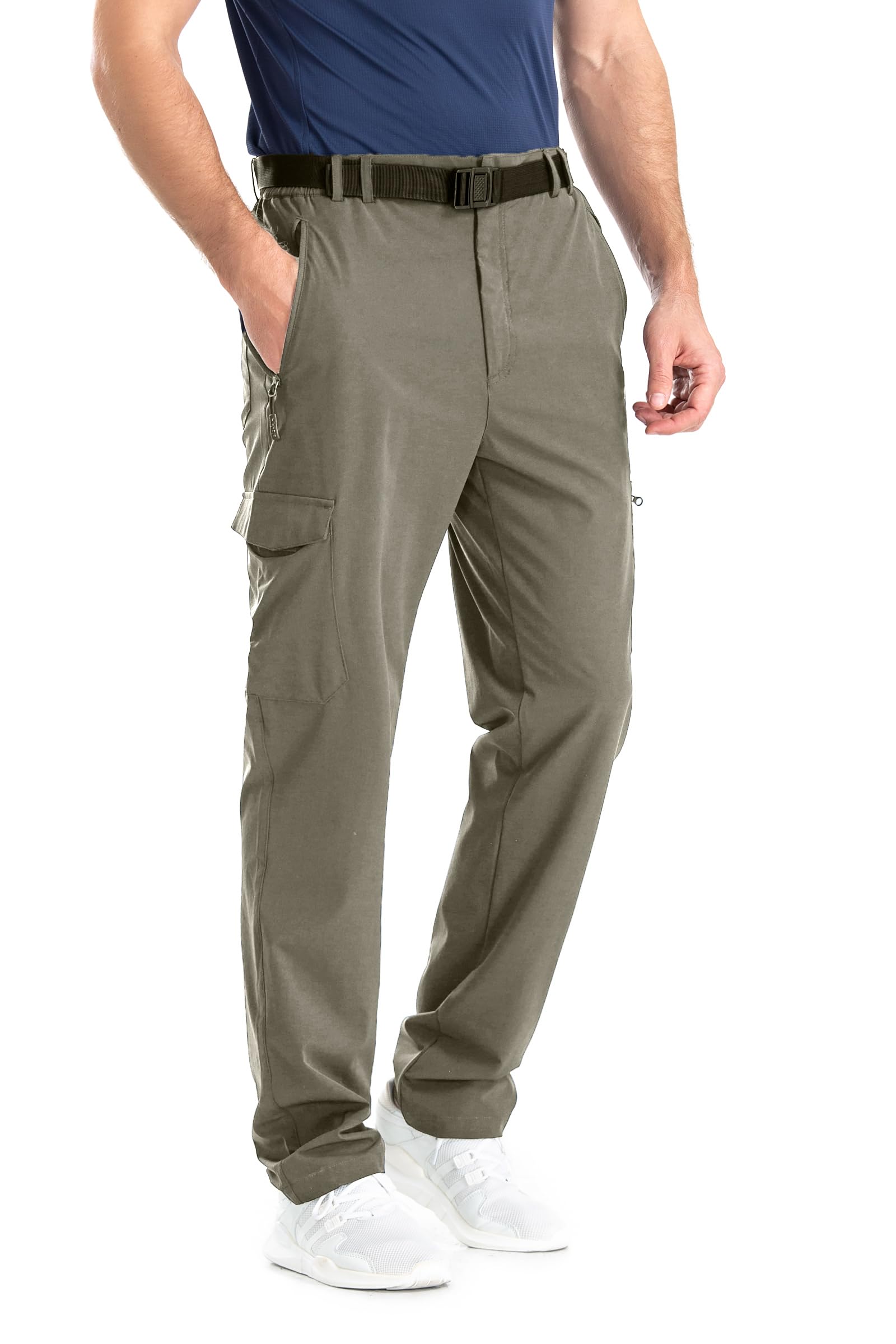 clothin Men's Elastic-Waist Travel Pant Stretchy Lightweight Pant Multi-Pockets Quick Dry Breathable