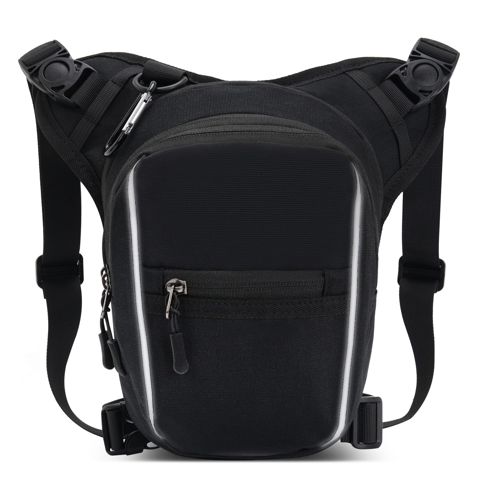 Marsupio da Gamba Moto Uomo e Donna Espandibile Borsa da Gamba con 2 Riflettente Marsupio Cosciale Borsello Sportivo con Multitache per Trekking Ciclismo Viaggio Campeggio Pesca (nero)