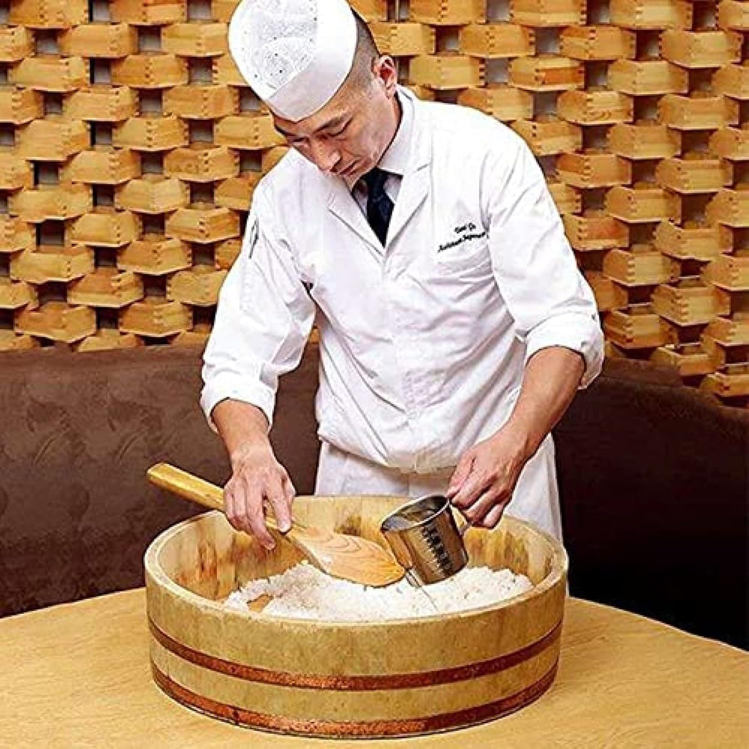 Cuenco de arroz para sushi, recipiente de mezcla de madera, 30 cm, artículos de cocina para preparación de sushi
