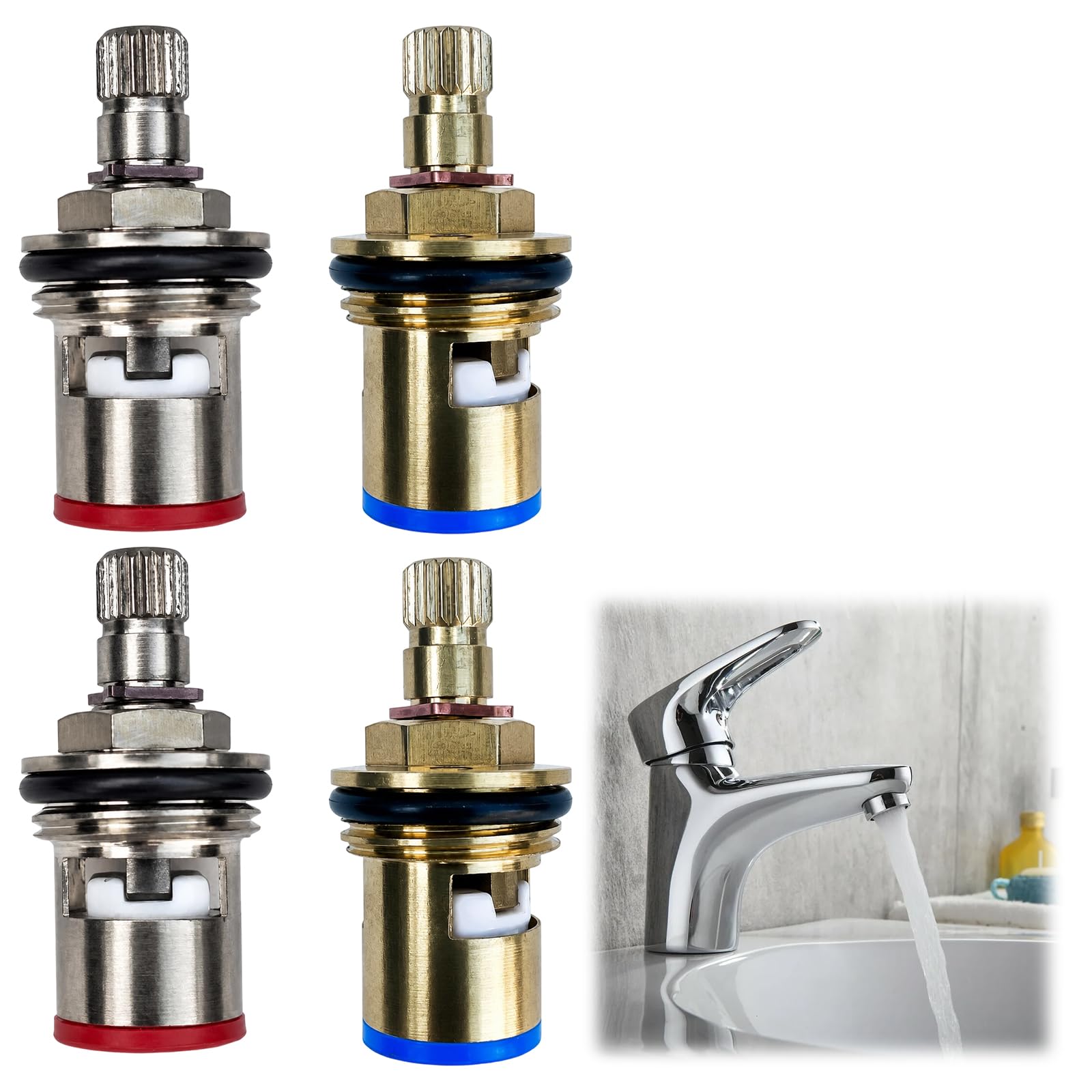 4Pcs Tap Cartridge Replacement, Mixer Tap Cartridge Replacement