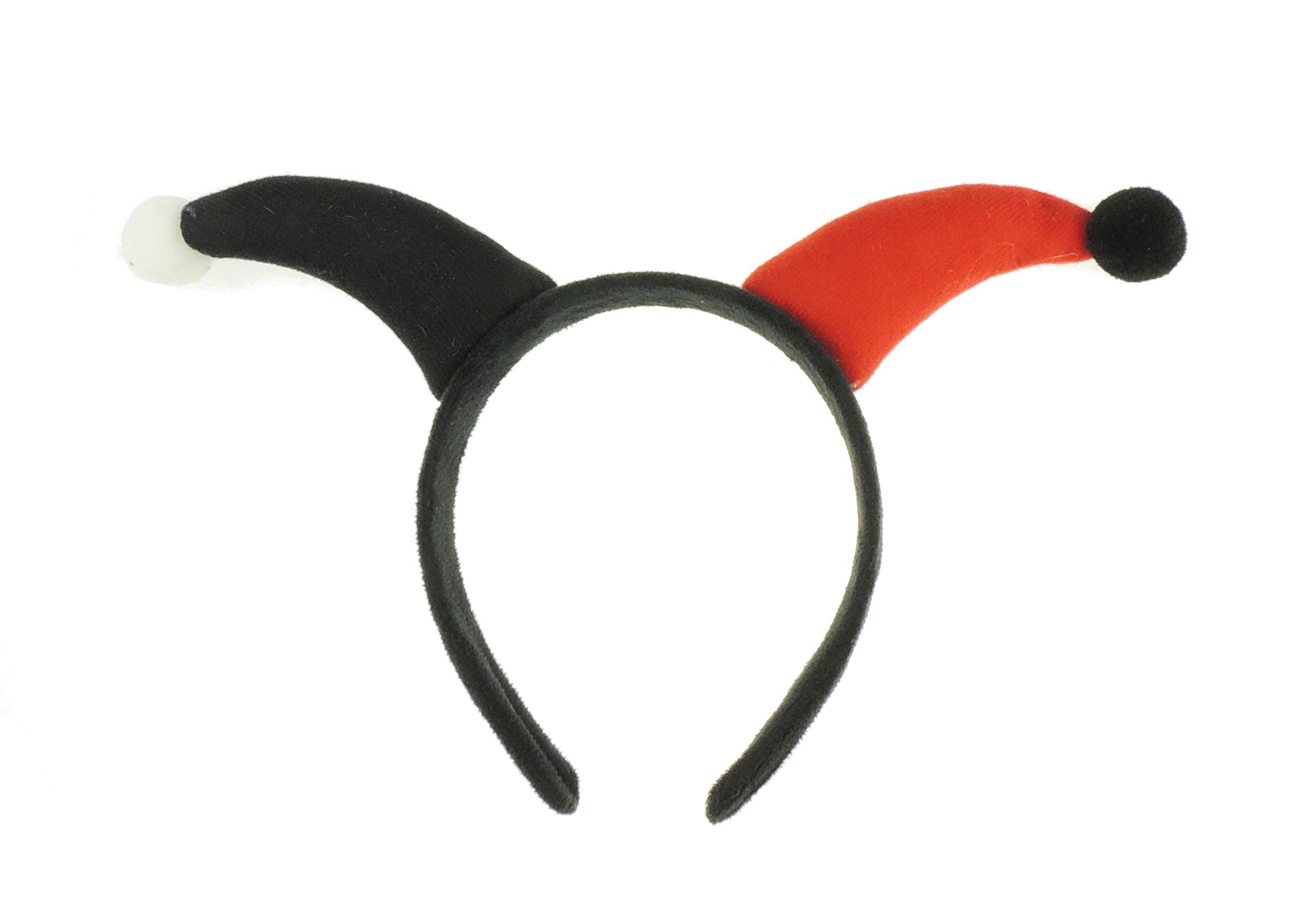 Glamour Girlz Womens Fancy Dress Up Party Role Play Cosplay Costume Christmas Hen Do Halloween Deely Deeley Bopper Headband Hairband Hair Alice Band Ears Plush Jester Clown Joker (Black Red)