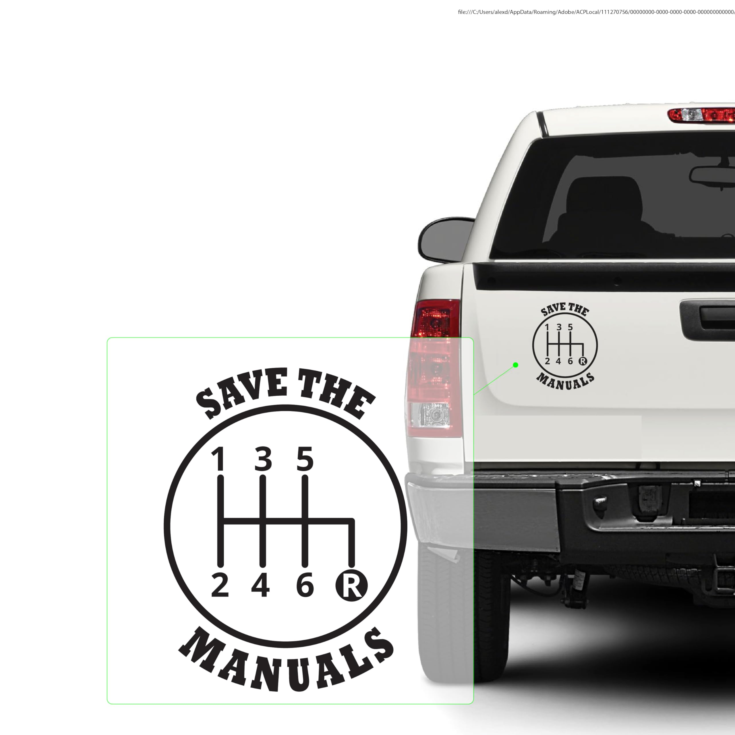 Yoonek Graphics Save The Manuals Vinyl Decal Transfer Tape Designed for Applications on car Windows, laptops, and Various Surfaces. No Background.