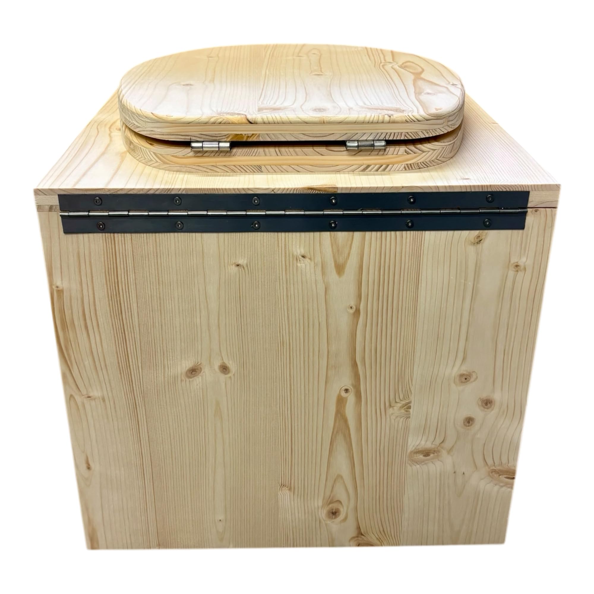 Toilette seche portable en Bois L'ESSENTIEL avec lunette abattant et seau plastique 20L - Fabrication Française Artisanale -