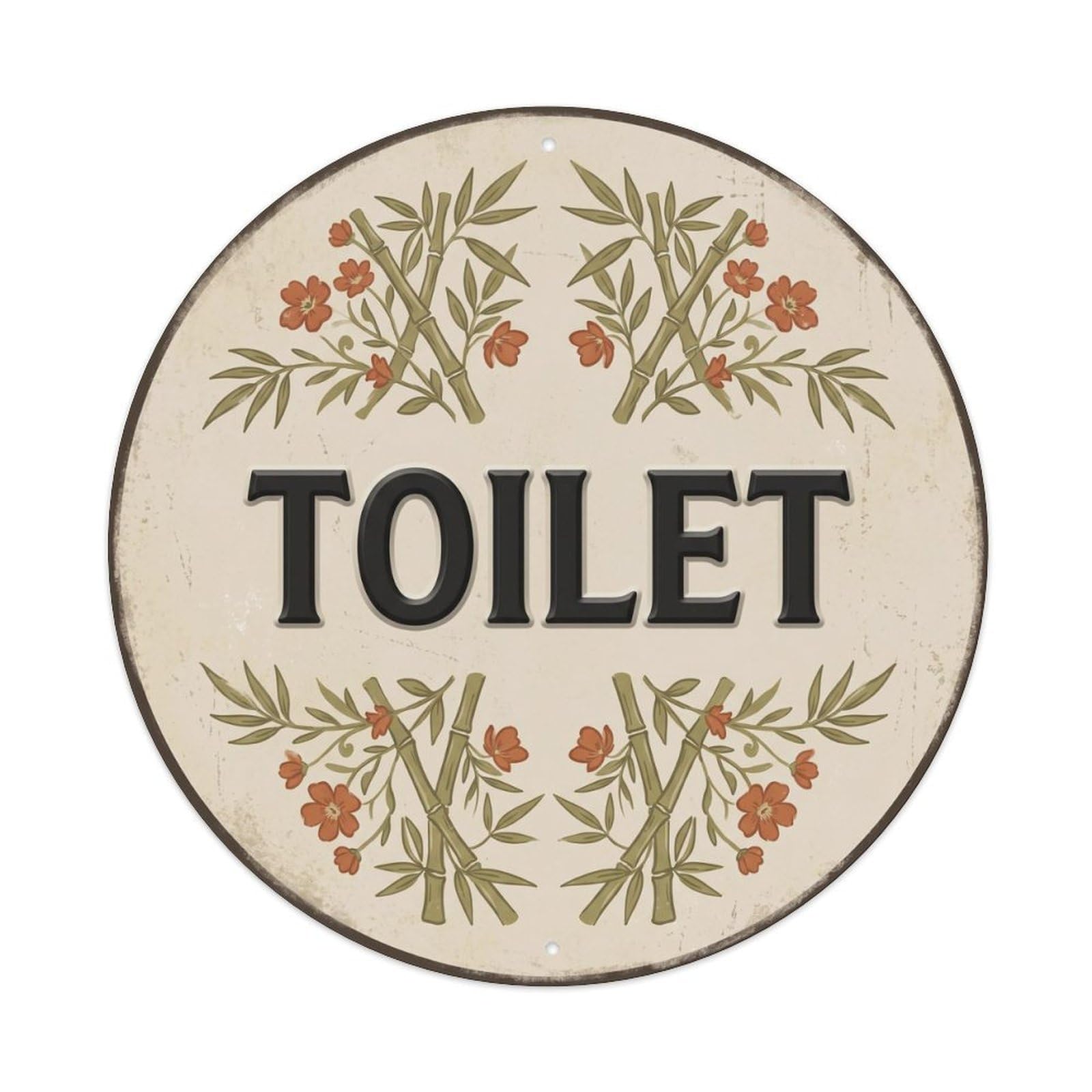 Okahys 8X8inch(20X20cm) Toilet(Wc) Signage Bamboo Vintage Metal Tin Sign