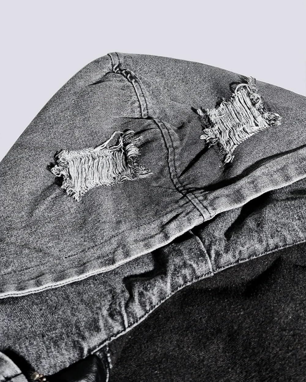 High-Street Patchwork Color-block Denim Retro Hooded Jacket Casual Commuting Bomber Jacket