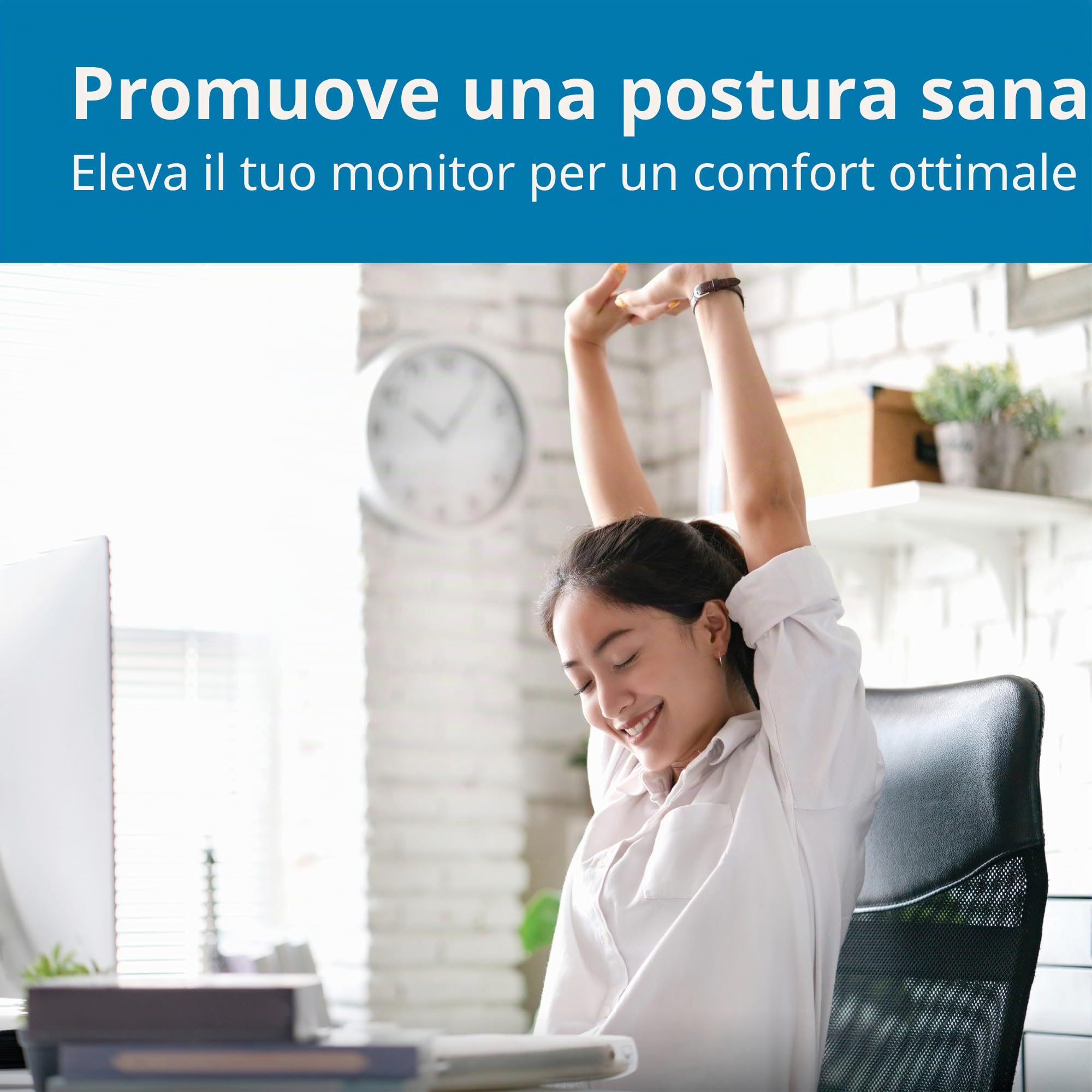 Kensington Supporto per monitor extra largo, rialzo ergonomico in metallo per monitor da scrivania, fino a 32 pollici e 20 kg, per PC, schermi, iMac, laptop, stampanti (60 x 12 x 26 cm) K55726EU Nero