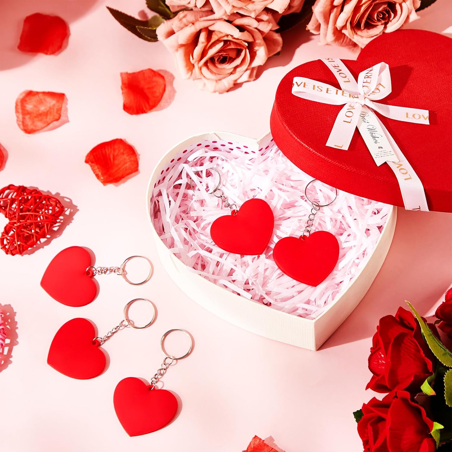 Sureio Valentine's Day Keychain Bulk Red Heart Keychain Accessories for Valentine's Day Gifts, Backpacks Decor - Image 4