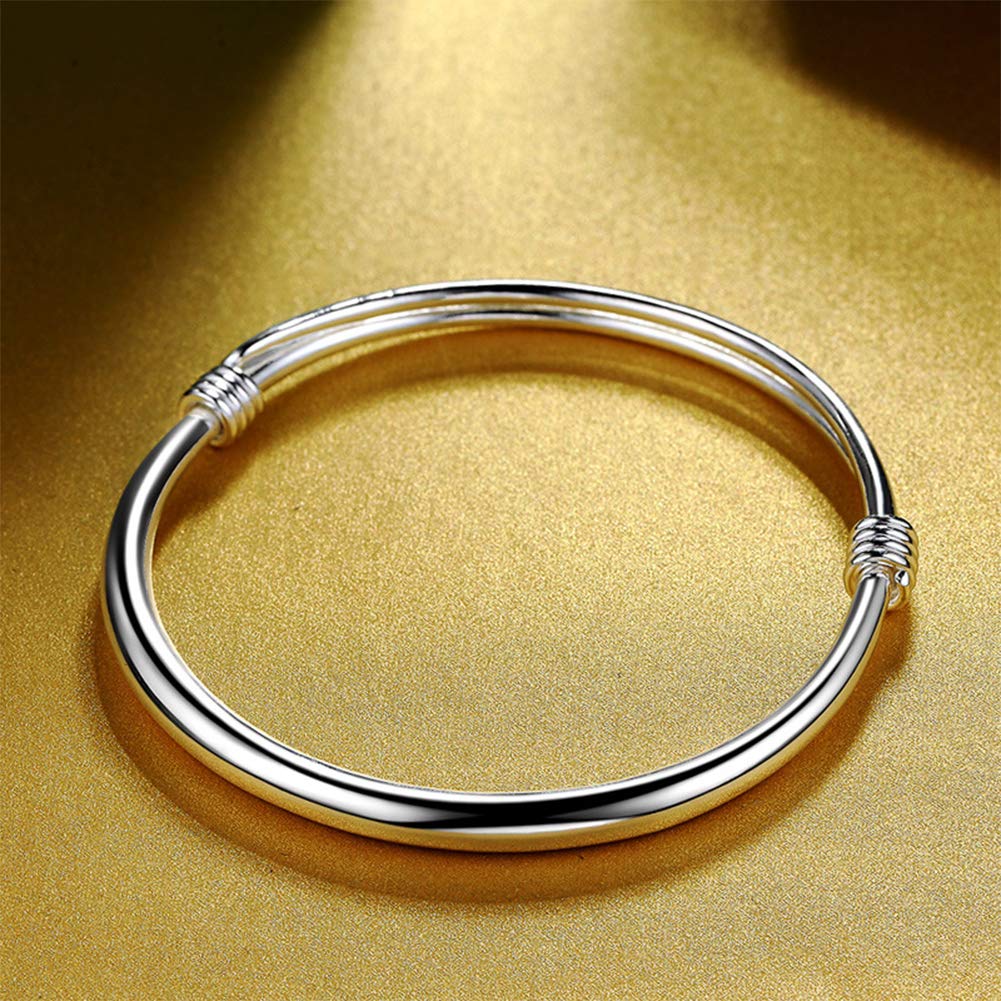 Bracelet d'ouverture en Argent 925 Bracelet de Tempérament pour Femmes Bijoux de Bracelet en Argent Sterling Vintage