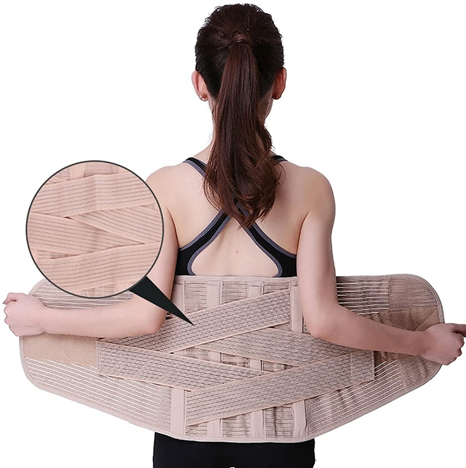 Double Pull Lower Back Support Belt, for Men Teens Elderly Women Improve Posture Pain Relief Posture Corrector Waist/Abdomen Support (Khaki XXLarge)