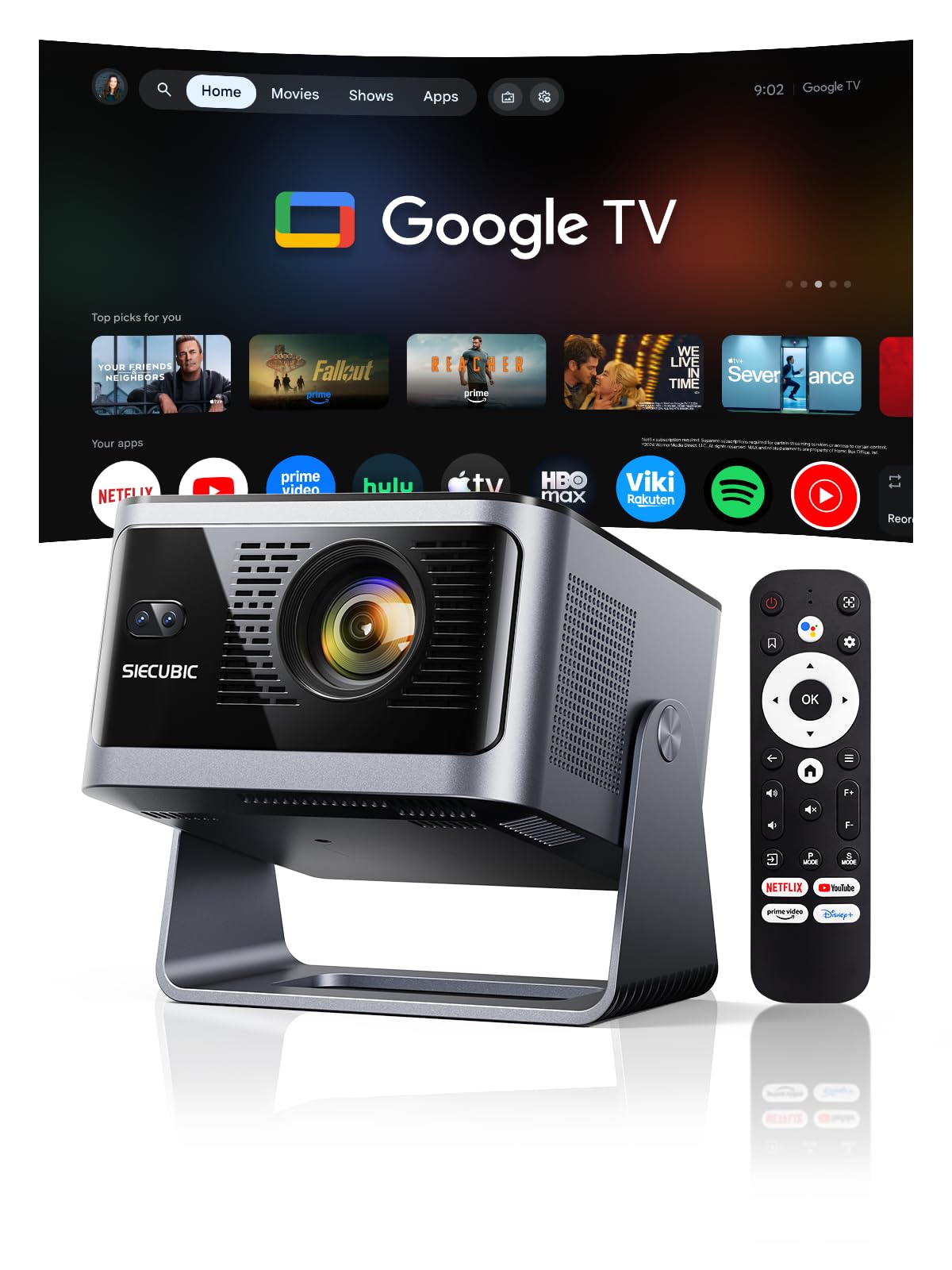 Mini projektor z Google TV, inteligentny projektor Full HD 1080P 650 ANSI