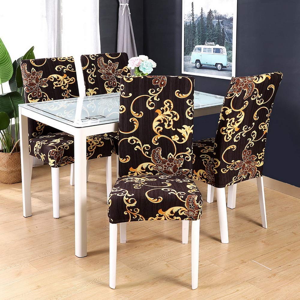 Coprisedia 2/4/6 Pz allungabile Sedia della Copertura Lavabile di Stampa del Fiore Rimovibile Modello Seat Cover Fodera for Nuziale della Casa Chaise Coprisedia con Schienale