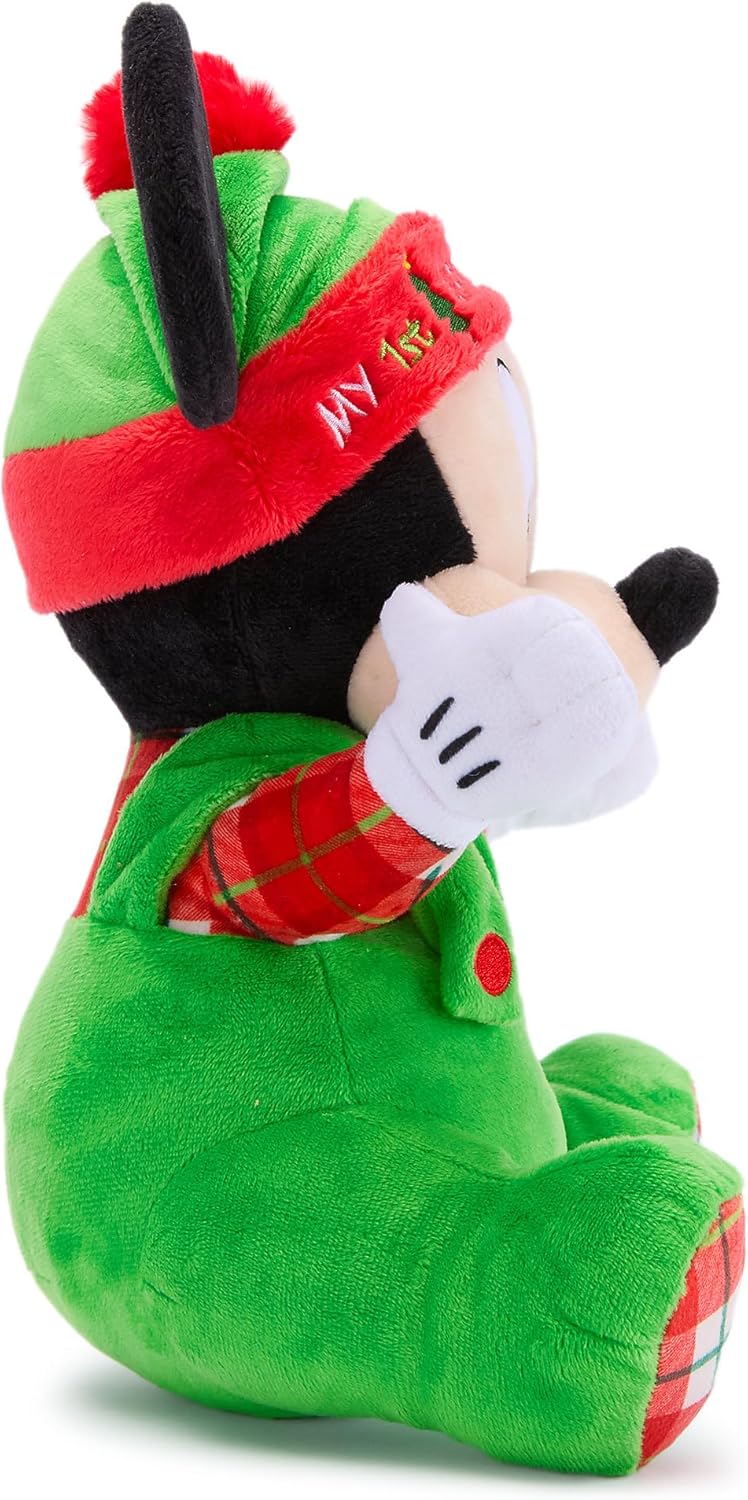 Disney Store Official Mickey Mouse Holiday Plushy - Baby's My First Christmas 2025 Disney Plush - 11" Baby Toy Plushie in Festive Holiday Outfit with Embroidered Features & Plaid Print