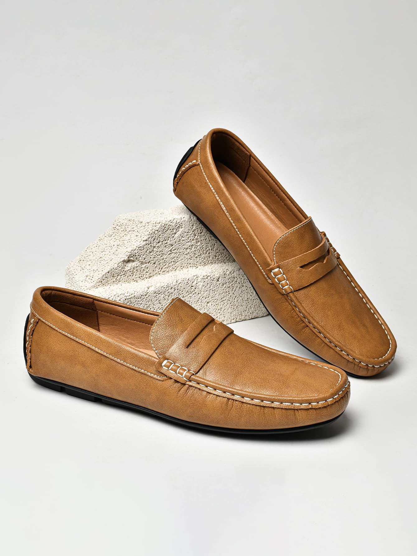 Mocasines de Piel Slip on clásicos para Hombre Zapatos Planos Transpirable cómodos Negocios Conducir Boda Vestir Formal