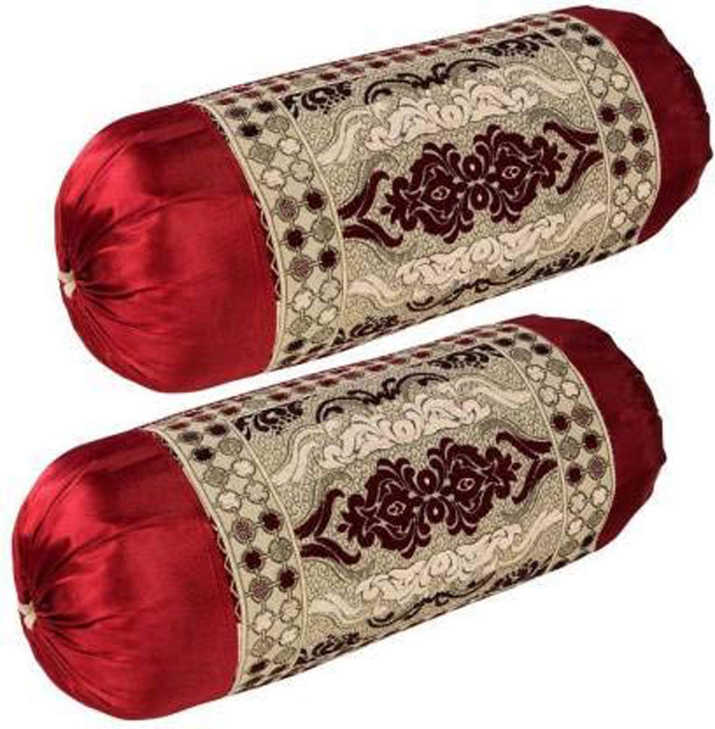 ROYAL TREND Cotton Bolster Cover Set, 16X34 in, 120 Tc, Dewan Round