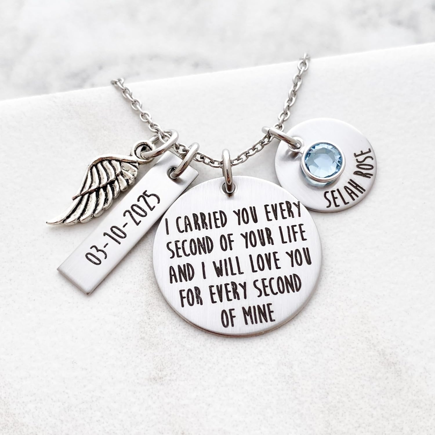 Oaklee Mae I Carried You Every Second Of Your Life And I Will Love You For Every Second Of Mine - Memorial Necklace - Engraved Personalized Jewelry - 1127
