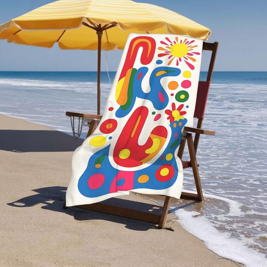 Toalla de Playa Grande 220x100cm/35x70cm, Juego de 2 Toalla Microfibra XXL de Antiarena, Toallas Playa Suave Ligera, Absorbente Secado Rápido, Beach Towel Viaje, Regalo Mujer Hombre (Abstracto) F-73