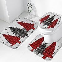 Vista 23 de Tapete de baño de 3 piezas de otoño con diseño de calabaza, color azul y verde, hojas de arce, cosecha, decoración de Acción de Gracias, juego