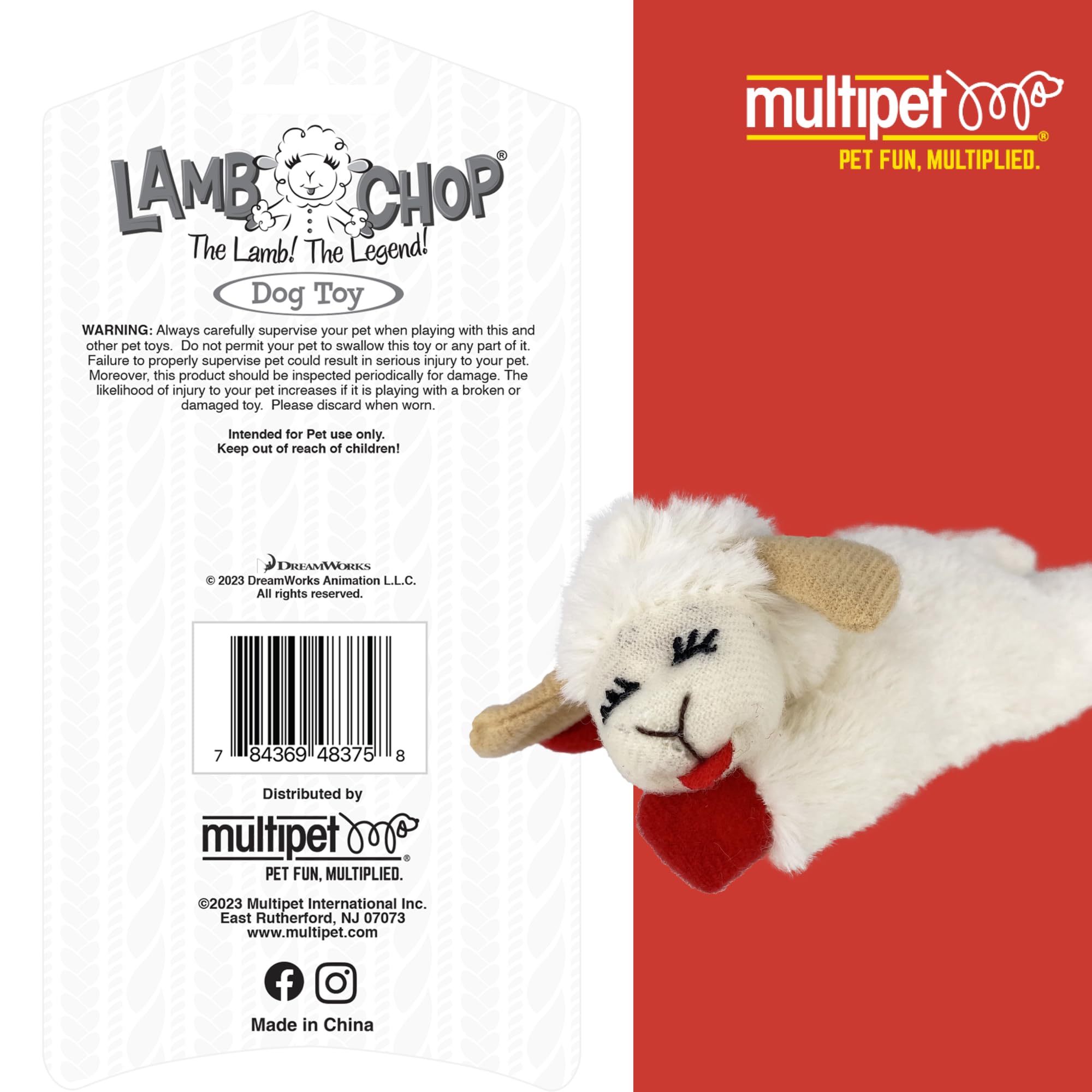 MULTIPET Lamb Chop zabawka dla kota, 10 cm, biała