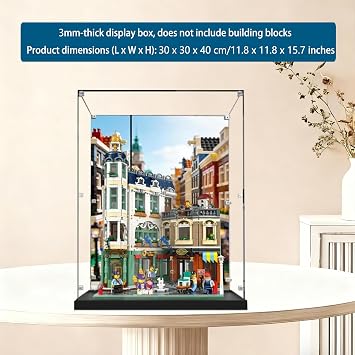 Acrylic Display Case for Lego 11371 Shopping Street Building Set, Dustproof Transparent Box - Only Display Case, Display Box Compatible with Lego 11371 (Back Spray)