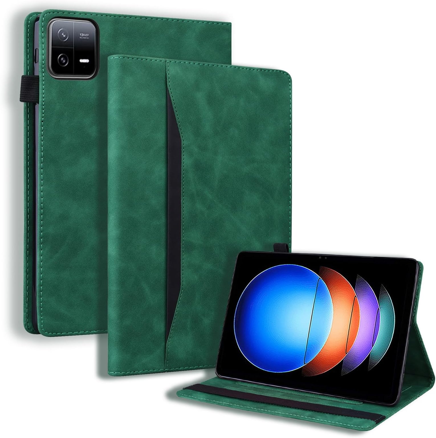 DWayboxCase for Xiaomi Pad 6S Pro 12.4 inch 2024 Released, Retro Folio Shell for Xiaomi Pad 6S Pro Tablet Cover with Card Holder & Multi-Angle Stand -Green