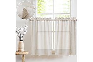 jinchan Beige Tan Kitchen Curtains Linen Tier Curtains 36 Inch Farmhouse Cafe Curtains