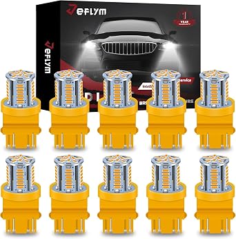 Non Polarity 3157 LED Bulb Amber, Super Bright 3057 LED Bulbs Yellow,12V Bulbs 3156 4157 Replacement Standard Socket for Turn Signal Light, Parking Light, Side Mark Light