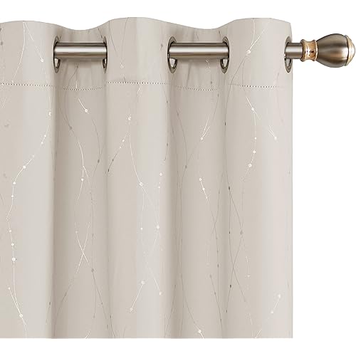 Deconovo Blackout Short Curtains, 45 Inch Long, Pack of 2 - Thermal Insulated Curtains, Light Blocking Curtains, Window Panel Drapes for Small Window (42 x 45 Inch, Beige, 2 Panels)