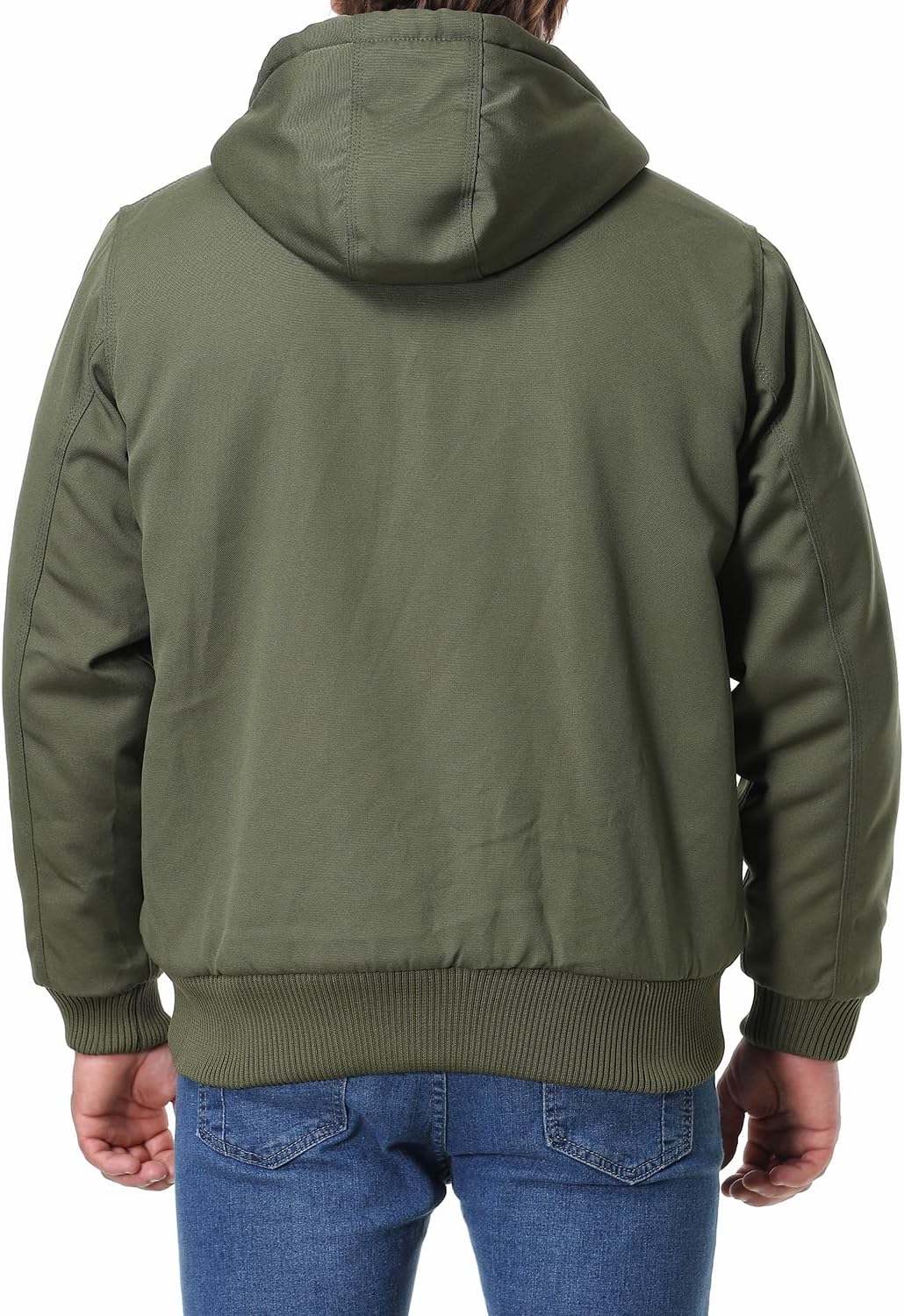 Men's Fit Relaxed Work Coat Fleece Lined Waterproof Workwear Winter Hooded Jacket with Multiple Pockets - Image 2