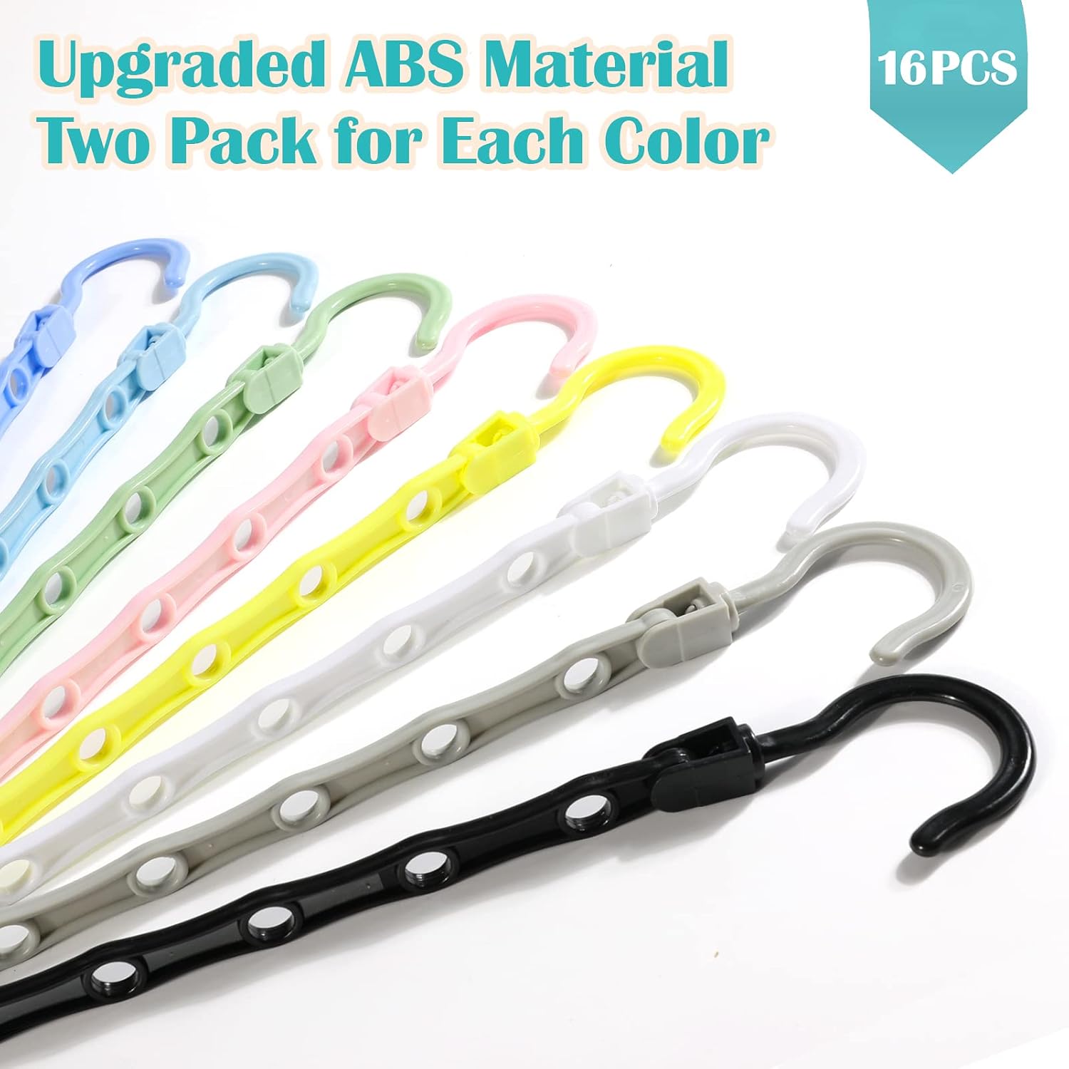 16 Pack Sturdy Plastic Closet Organizer Hanger, 8 Colors Magic Closet Organization Smart Clothes Hanger Storage Space Saving, Suit for Dorms, Bedroom, Apartments Men Women