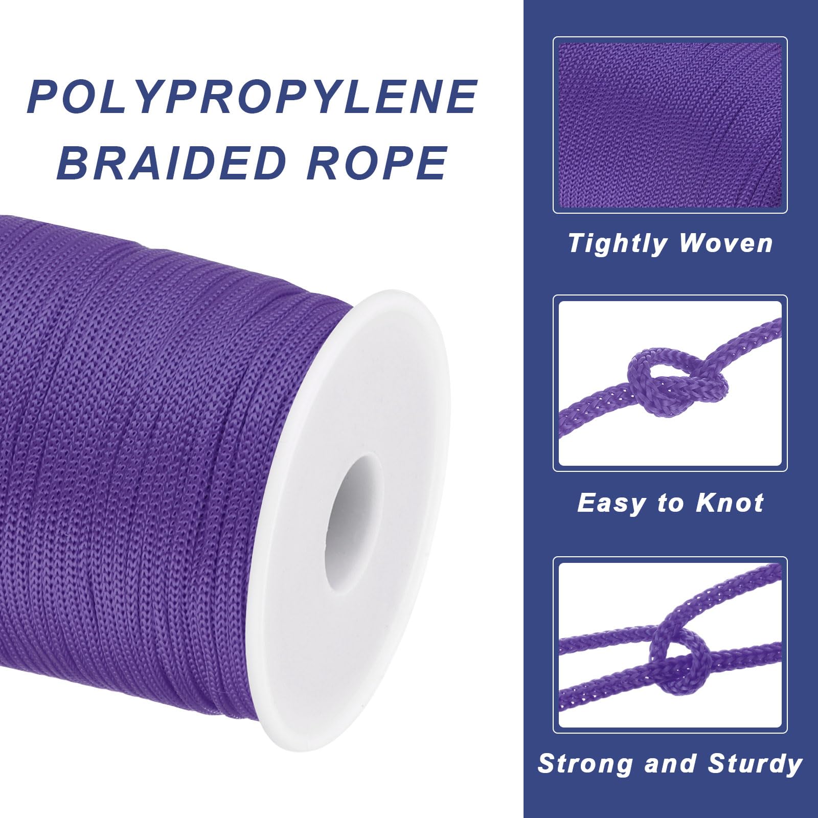 QUARKZMAN 3mm Corde Tressée En Polypropylène, 100M Corde En Nylon Creuse Pour Corde à Linge, Camping, Randonnée, Extérieur, Orange Foncé