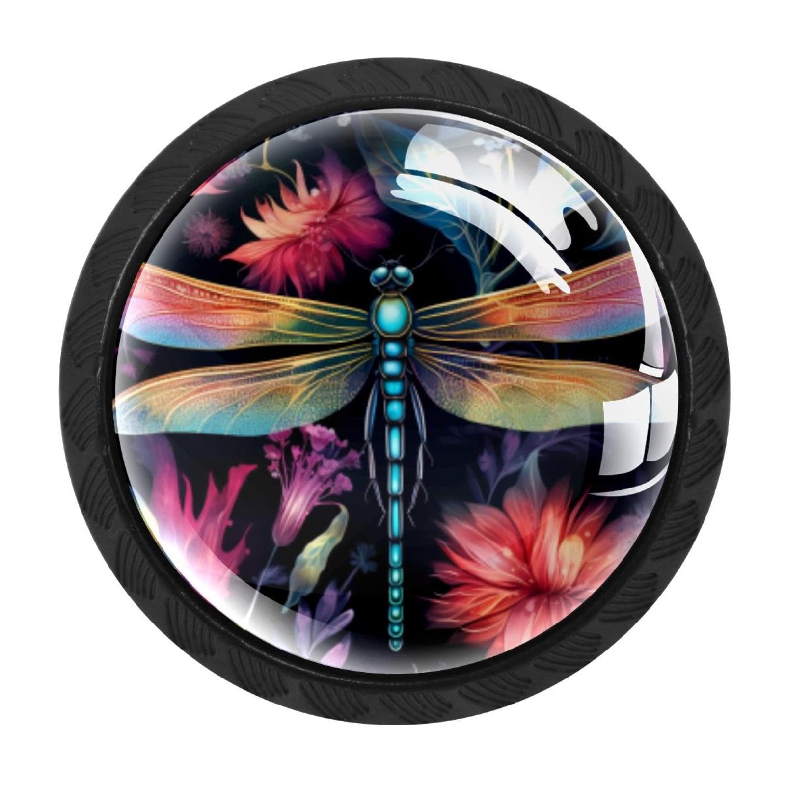 CHENZZZZ 4 Pack Round Cabinet Knobs for Kitchen Bathroom Closet Dresser Cabinets, Dragonfly