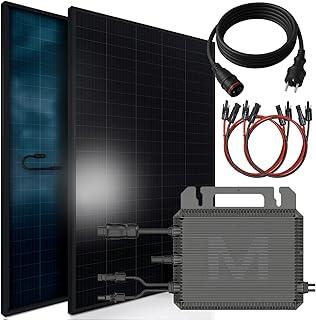SUNNIVA 920W Balkonkraftwerk BIFAZIAL FULLBLACK komplett Steckdose MARSTEK 800 Watt Wechselrichter, PV Solaranlage Komplettset, 2x460W N-Type Glas-Glas Bifacial Solarmodule, 5m Kabel, 4x1m Solarkabel