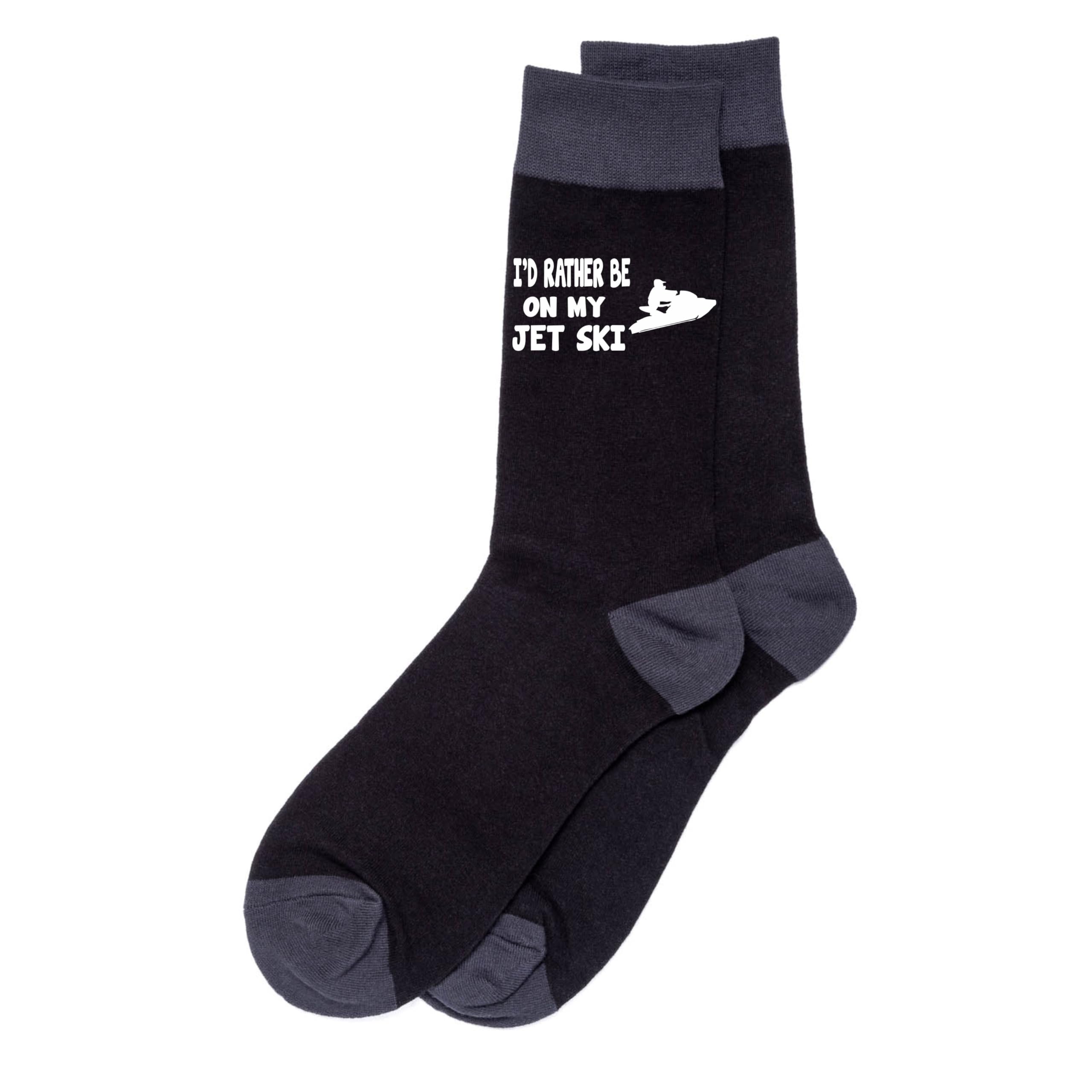 Print4u Men's Black I'd Rather Be On Jet Ski Socks Novelty Birthday Funny Gift