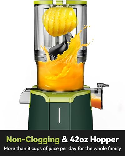 Miniatura 5 de Exprimidor Rush Clear de prensa en frío, máquinas exprimidoras lentas con conducto de alimentación sin preparación de 4.35 pulgadas para frutas y