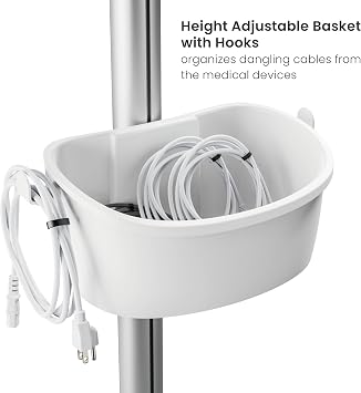 Mount Plus MB-C14 Medical Mobile Trolley with Wheels 33.1-45.3 Height Adjustable Steel Dental Cart Rolling Ultrasound Lab Cart with 16.3 15.1 Large Tabletop | Scanner Holders