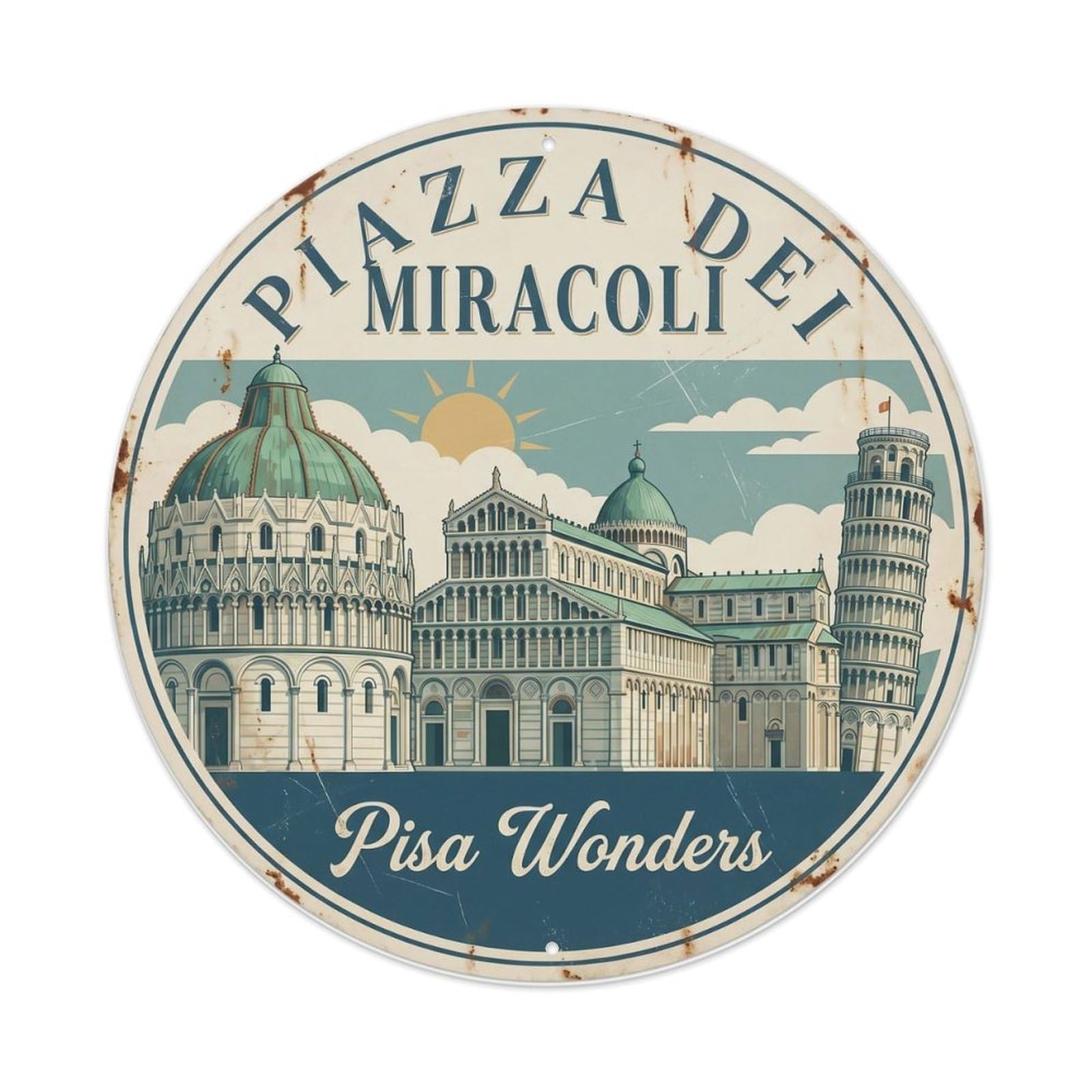 Fqnyr Style Vintage Travel Pisa Cathedral Square 1 Metal Tin Sign
