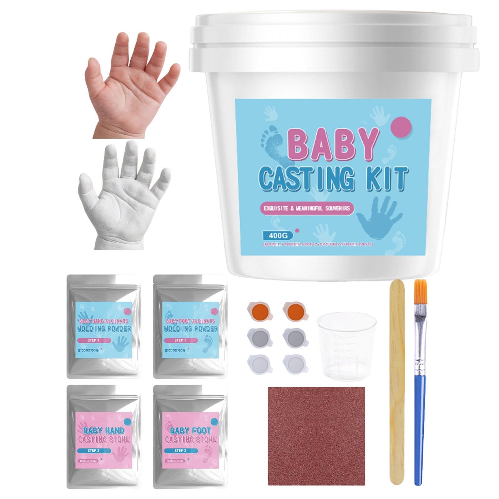 Polvere per Calco di Mani Set per Calco di Impronte di Piedi per Bambini | Kit per Impronta Mani Fai da Te per Feste in Casa, Soggiorno, Cameretta, Compleanno, Eventi