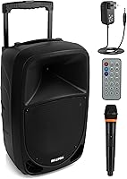 Vista 9 de Pyle PSBT85A - Altavoz portátil de PA Bluetooth de 800W - Subwoofer de 8 pulgadas, luces indicadoras de batería LED con batería recargable