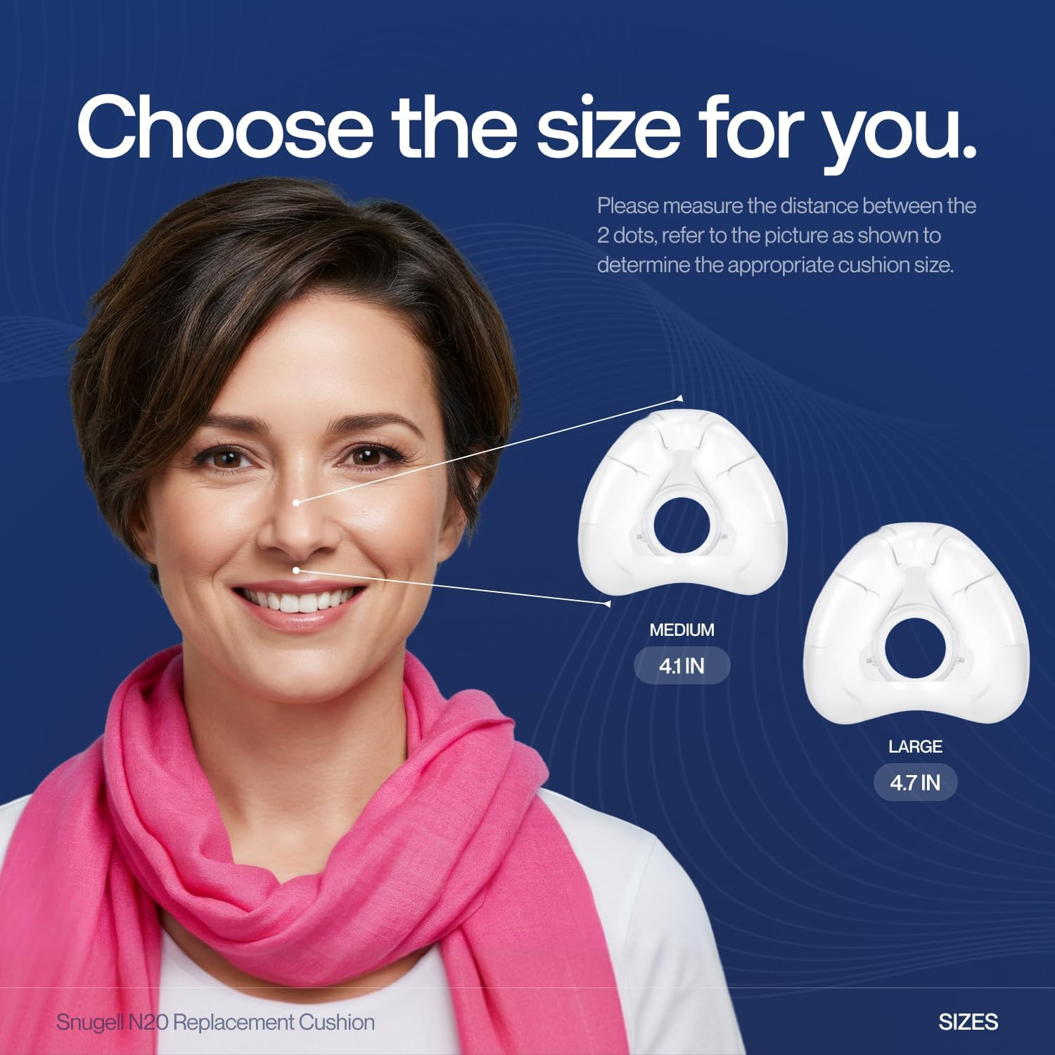 Snugell Replacement Nasal Cushion for CPAP Masks, 2-Pack - Compatible with ResMed AirFit N20 - Comfort, Secure Seal & Long-Lasting Fit - Medium