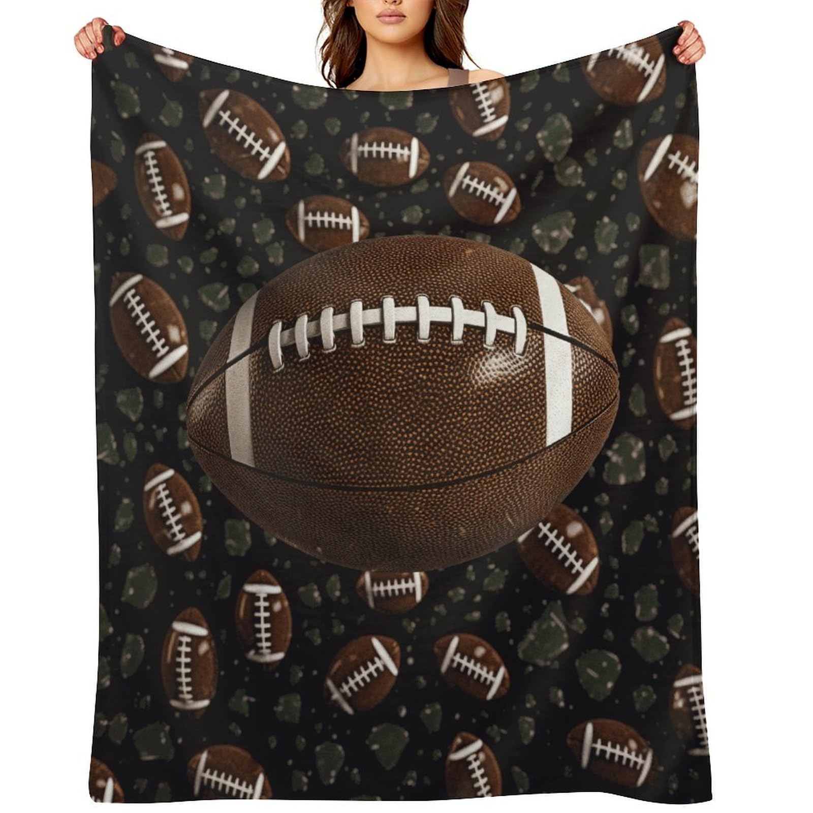 Fekiloot Style Football Green Throw Blankets Camping Blanket60 X80
