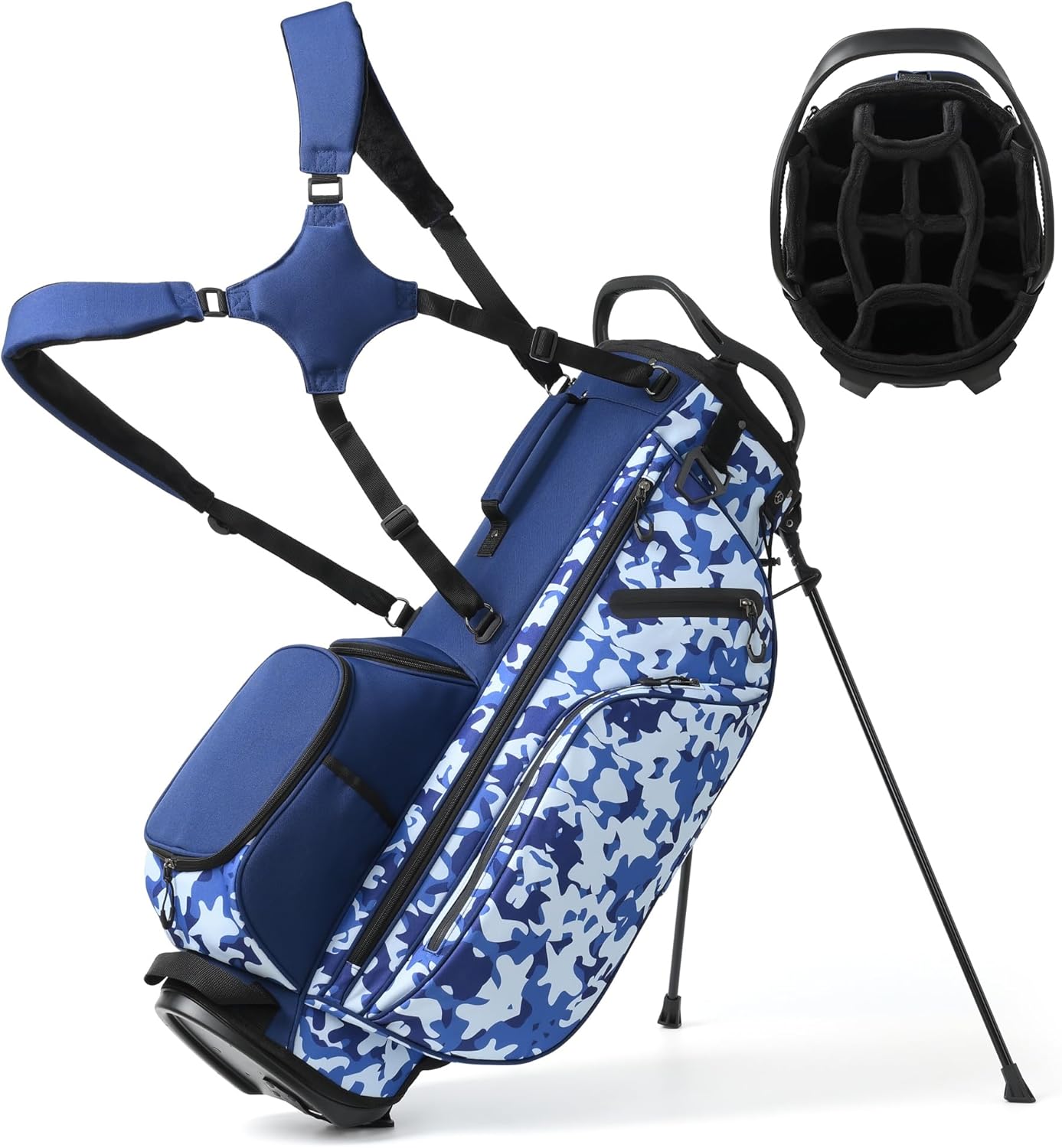 Mile High Life 14-Way Golf Stand Bag - Lightweight, Durable & Feature-Packed, with Multiple Pockets, Dual Strap and Rain Cover Hood, Premium Golf Bags for Men & Women