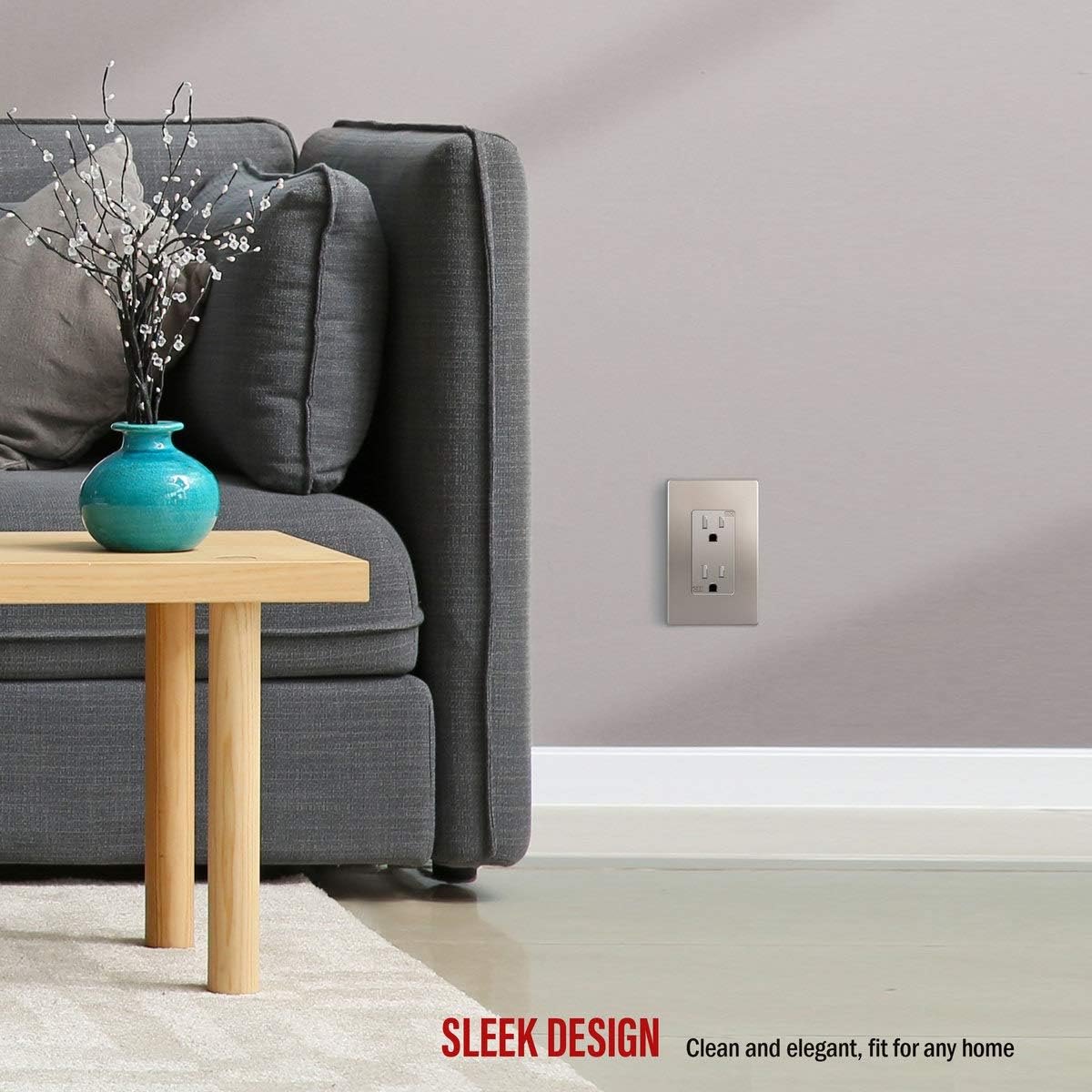 Nickel 1-Gang Screwless Decorator Wall Plate