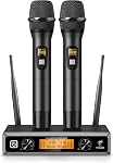 TONOR Microphone sans fil, Metal Dual Professional UHF Système de micros dynamiques sans fil pour la performance des instruments, Karaoké à la maison, Réunion, Fête, Église, DJ, Mariage, maison KTV Prêt, 200ft(TW820)