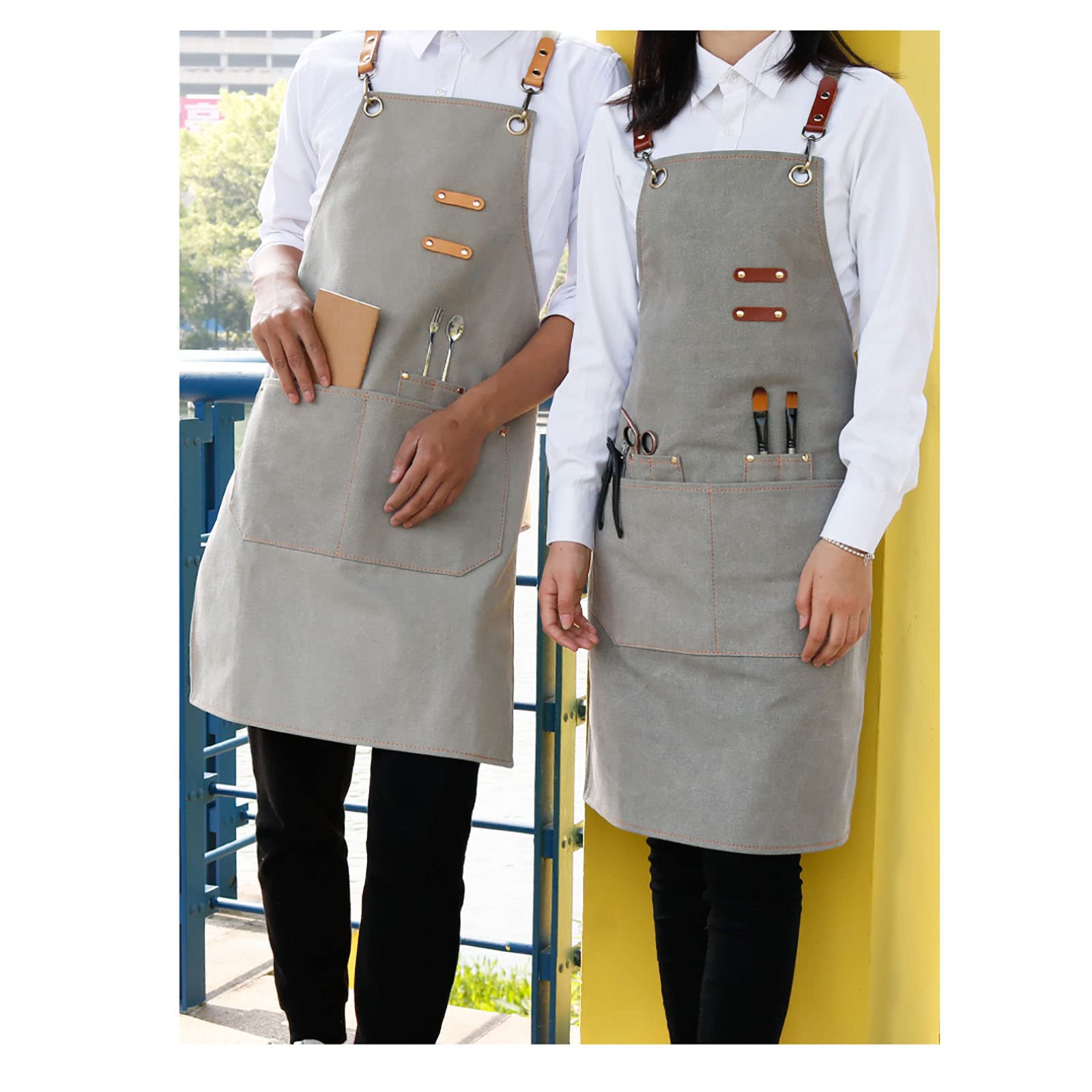 Delantal ajustable, delantal de cocina para hombres y mujeres con bolsillos, delantal de cocina para mujeres y hombres, para cocineros, restaurantes, bistró, barbacoa, escuela, universidad,